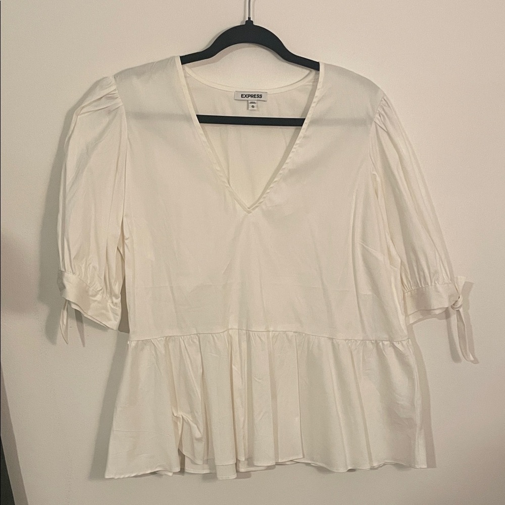 Express Women's Cream Peplum Blouse